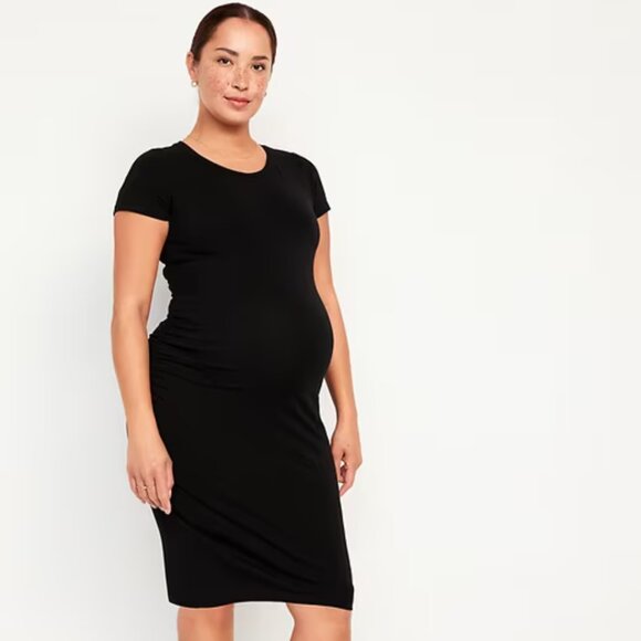 Maternity Short-Sleeve Bodycon Dress Old Navy Black XXL - Picture 1 of 6